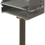 Pilot Rock Q-20 B2 Single Commercial Grade Embedded Reinforced 20 Inch Steel Park Style Swiveling Galvanized Charcoal Grill with Painted Finish, Black  Patio, Lawn & Garden