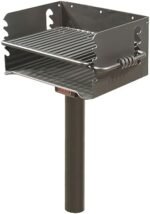 Pilot Rock Q-20 B2 Single Commercial Grade Embedded Reinforced 20 Inch Steel Park Style Swiveling Galvanized Charcoal Grill with Painted Finish, Black  Patio, Lawn & Garden