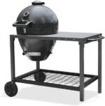 Brand-Man RODEO Steel Kamado Charcoal Grill and Smoker with 22in Cast Iron Grates and Large Prep Table Cart Perfect for Outdoor Cooking  Patio, Lawn & Garden