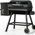 KingChii Electric Wood Pellet Grill & Smoker, 456 SQ.IN Grill Capacity, with PID Temperature Control (180-425°F) for Backyard Camping Bake and Roast, Black  Patio, Lawn & Garden