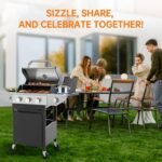 YIORTWO 3 Burner Propane Gas Grill with Side Burner, Stainless Steel BBQ Grill 38,500 BTU for Outdoor Cooking Kitchen, Garden and Patio Backyard Barbecue, Black and Silver  Patio, Lawn & Garden - Image 7