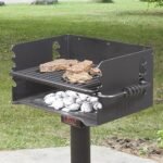Pilot Rock Q-20 B2 Single Commercial Grade Embedded Reinforced 20 Inch Steel Park Style Swiveling Galvanized Charcoal Grill with Painted Finish, Black  Patio, Lawn & Garden - Image 2