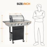YIORTWO 3 Burner Propane Gas Grill with Side Burner, Stainless Steel BBQ Grill 38,500 BTU for Outdoor Cooking Kitchen, Garden and Patio Backyard Barbecue, Black and Silver  Patio, Lawn & Garden - Image 13