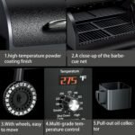 KingChii Electric Wood Pellet Grill & Smoker, 456 SQ.IN Grill Capacity, with PID Temperature Control (180-425°F) for Backyard Camping Bake and Roast, Black  Patio, Lawn & Garden - Image 15