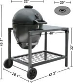 Brand-Man RODEO Steel Kamado Charcoal Grill and Smoker with 22in Cast Iron Grates and Large Prep Table Cart Perfect for Outdoor Cooking  Patio, Lawn & Garden - Image 17
