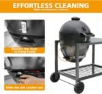 Brand-Man RODEO Steel Kamado Charcoal Grill and Smoker with 22in Cast Iron Grates and Large Prep Table Cart Perfect for Outdoor Cooking  Patio, Lawn & Garden - Image 15