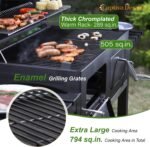 Captiva Designs Extra Large Charcoal BBQ Grill with Oversize Cooking Area(794 SQIN), Outdoor Cooking Grill with 2 Individual Lifting Charcoal Trays and 2 Foldable Side Tables  Patio, Lawn & Garden - Image 11