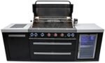 Mont Alpi MAi805-BSSFC 44-inch 6-Burner 115000 BTU Black Stainless Steel Gas Outdoor Kitchen Bar Island Grill w/Wine Cooler Beverage Center Refrigerator + Infrared Side Burner + Granite Countertop  Patio, Lawn & Garden