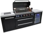 Mont Alpi MAi805-BSSFC 44-inch 6-Burner 115000 BTU Black Stainless Steel Gas Outdoor Kitchen Bar Island Grill w/Wine Cooler Beverage Center Refrigerator + Infrared Side Burner + Granite Countertop  Patio, Lawn & Garden - Image 4