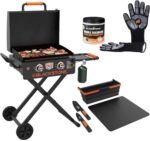 22 Inch Blackstone Griddle with Hood and Grill Stand, Foldable Propane Portable Flat Top Grill, Adventure Ready Cutting Board Kit, Seasoning, Gloves  Patio, Lawn & Garden