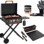 22 Inch Blackstone Griddle with Hood and Grill Stand, Foldable Propane Portable Flat Top Grill, Adventure Ready Cutting Board Kit, Seasoning, Gloves  Patio, Lawn & Garden