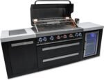 Mont Alpi MAi805-BSSFC 44-inch 6-Burner 115000 BTU Black Stainless Steel Gas Outdoor Kitchen Bar Island Grill w/Wine Cooler Beverage Center Refrigerator + Infrared Side Burner + Granite Countertop  Patio, Lawn & Garden - Image 17