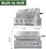 4 Pcs Stainless Steel BBQ Island Outdoor Kitchen Packages, 5-Burner 58000 BTU Built-in Grill with Infrared Rear Burner + Grill Cabinet + Sink Cabinet + Appliance Cabinet + Rotisserie Kit  Patio, Lawn & Garden - Image 4