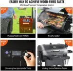 VEVOR Smoker Grill, Portable Wood Pellet Grill with Cart, 8 IN 1 BBQ Grill with PID Temperature Control for Outdoor Cooking, Barbecue Camping, Picnic, 730 sq, Patio and Backyard, Black  Patio, Lawn & Garden - Image 5
