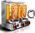 Li Zhen Shawarma Machine Vertical Rotisserie Gyro Machine Commercial Turkish Kebab and Grilled Chicken Machine with 3 Burner,Silver  Industrial & Scientific