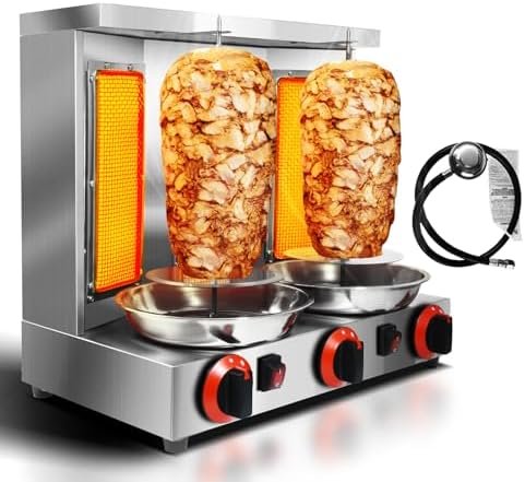 51Bl26-thTL._AC_.jpg Li Zhen Shawarma Machine Vertical Rotisserie Gyro Machine Commercial Turkish Kebab and Grilled Chicken Machine with 3 Burner,Silver Industrial & Scientific - Image 1