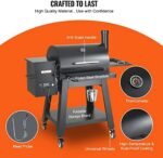 VEVOR Smoker Grill, Portable Wood Pellet Grill with Cart, 8 IN 1 BBQ Grill with PID Temperature Control for Outdoor Cooking, Barbecue Camping, Picnic, 730 sq, Patio and Backyard, Black  Patio, Lawn & Garden - Image 6