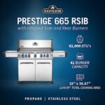 Napoleon P665RSIBPSS Prestige RSIB Propane Gas Grill, 665 sq. in + Infrared Side and Rear Burner, Stainless Steel  Patio, Lawn & Garden - Image 5