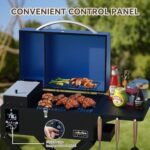 Onlyfire BBQ Wood Pellet Grill Smoker with Foldable Cart, Meat Probe, 2 Tiers Cooking Area, Portable Tabletop Grilling Stove for Outdoor Kitchen Cooking Smoke and Roast, RV Camping, Blue GS342  Patio, Lawn & Garden - Image 5