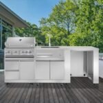4 Pcs Stainless Steel BBQ Island Outdoor Kitchen Packages, 5-Burner 58000 BTU Built-in Grill with Infrared Rear Burner + Grill Cabinet + Sink Cabinet + Appliance Cabinet + Rotisserie Kit  Patio, Lawn & Garden - Image 8