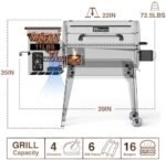 KingChii Portable Electric Wood Pellet Grill & Smoker with Foldable Legs, 456 SQ.IN Grill Capacity, with PID Temperature Control (180-425°F) for Backyard Camping Bake and Roast, Black  Patio, Lawn & Garden - Image 6