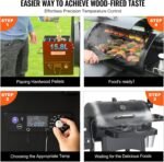 VEVOR Smoker Grill, Portable Wood Pellet Grill with Cart, 8 IN 1 BBQ Grill with PID Temperature Control for Outdoor Cooking, Barbecue Camping, Picnic, 730 sq, Patio and Backyard, Black  Patio, Lawn & Garden - Image 16