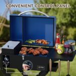 Onlyfire BBQ Wood Pellet Grill Smoker with Foldable Cart, Meat Probe, 2 Tiers Cooking Area, Portable Tabletop Grilling Stove for Outdoor Kitchen Cooking Smoke and Roast, RV Camping, Blue GS342  Patio, Lawn & Garden - Image 23