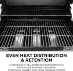 Kenmore 4-Burner BBQ Gas Grill with Side Burner, Outdoor Propane Grill, 53,000 BTUs, Cast Iron Cooking Grates, Electronic Ignition, Warming Rack, Open Cart Design & All-Terrain Wheels, Stainless Steel  Patio, Lawn & Garden - Image 14